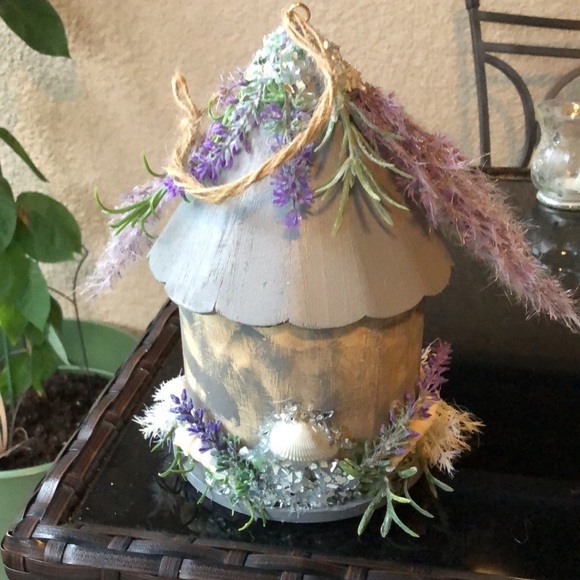 NWT Vintage style custom weathered birdhouse w/an orchid flair custom handmade - Picture 2 of 11